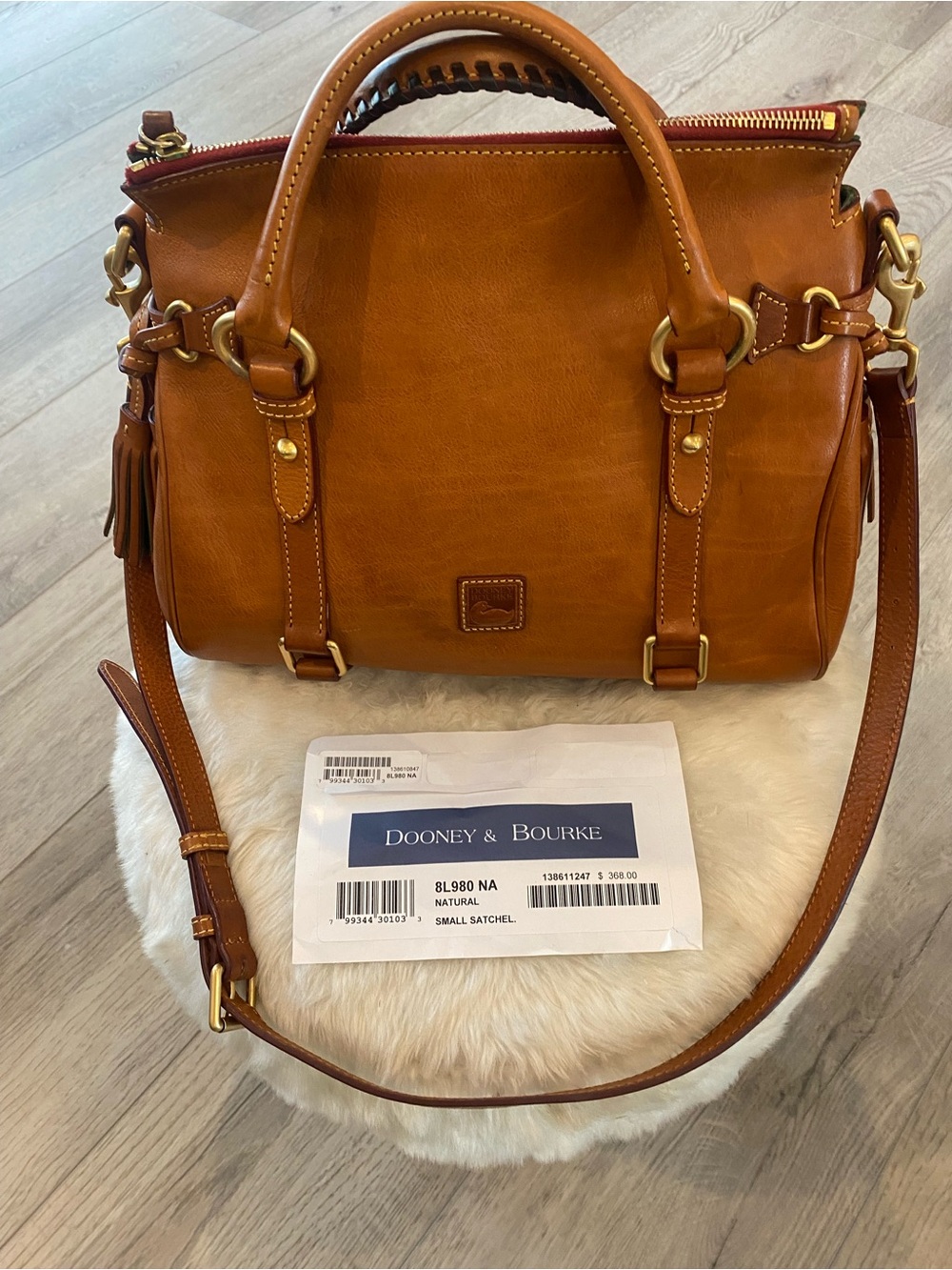 Dooney & Bourke Florentine Natural Leather Satchel with Gold Hardware - Picture 3 of 14